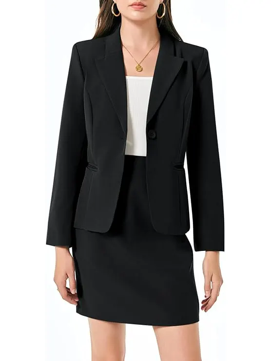 Women's 2 Piece Skirt Suit Set Business Blazer Jacket and Pencil Skirt